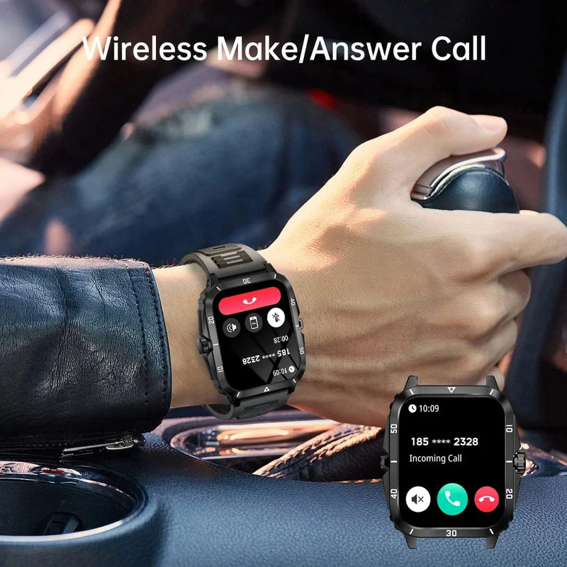 SENBONO Militärische Smartwatch für Männer, IP68, 3 ATM, wasserdicht, Outdoor-Sport, Fitness-Tracker, 24-Stunden-Gesundheitsmonitor, Smartwatch für Männer, 430 mAh