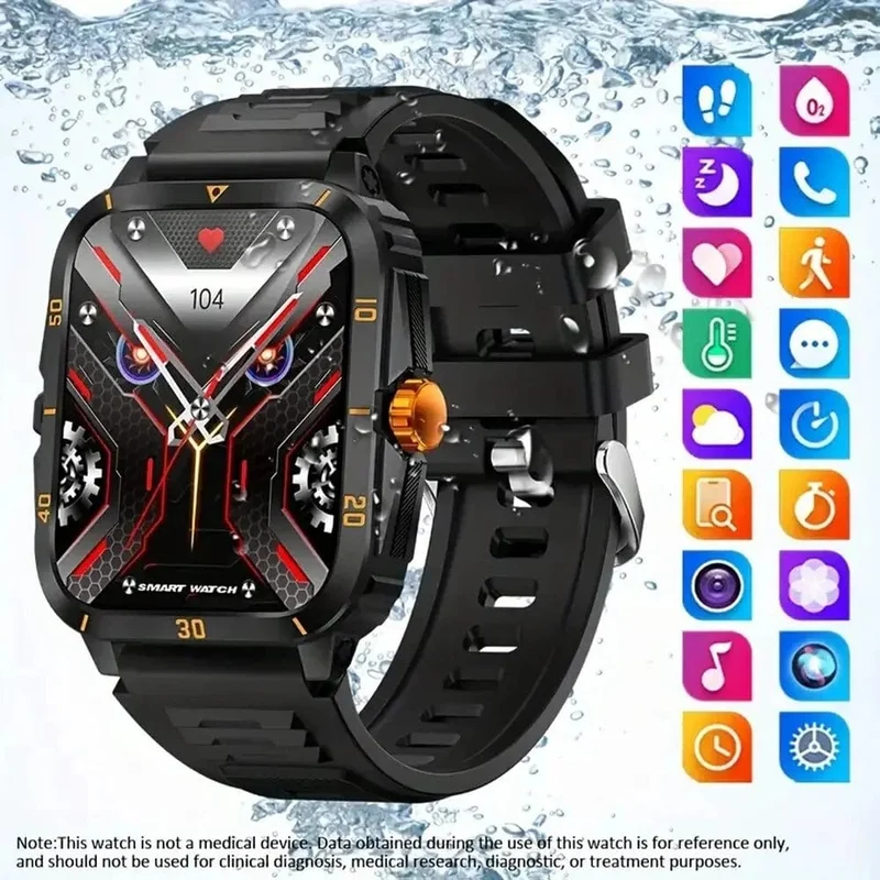 SENBONO Militärische Smartwatch für Männer, IP68, 3 ATM, wasserdicht, Outdoor-Sport, Fitness-Tracker, 24-Stunden-Gesundheitsmonitor, Smartwatch für Männer, 430 mAh