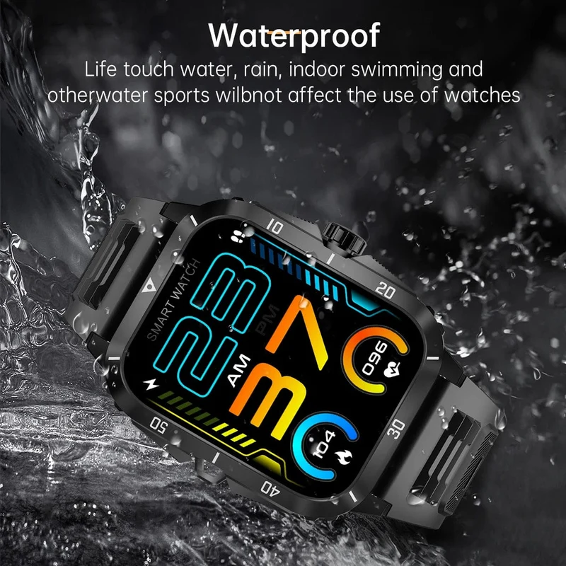 SENBONO Militärische Smartwatch für Männer, IP68, 3 ATM, wasserdicht, Outdoor-Sport, Fitness-Tracker, 24-Stunden-Gesundheitsmonitor, Smartwatch für Männer, 430 mAh