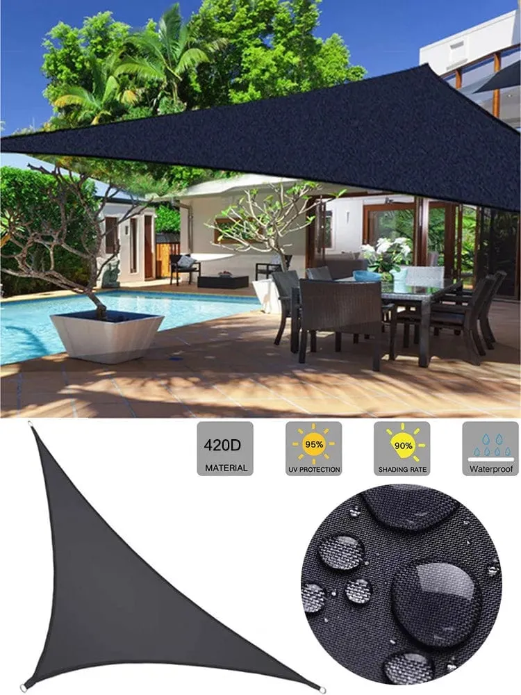 Wasserdichter Sonnenschutz Dreieck Sonnenschirm Schutz Außenabdeckung Garten Terrasse Pool Sonnensegel Markise Camping Sonnenschutz 420D