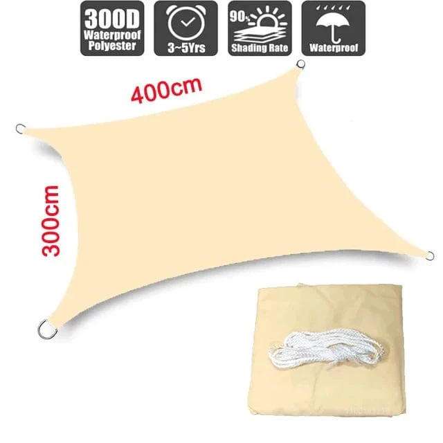 3x5m3x6m4x5m Wasserdichter Sonnenschirm 300D Schattenschutz Sonnensegel Markise Camping Schattentuch Großes Outdoor-Vordach Gartenhof