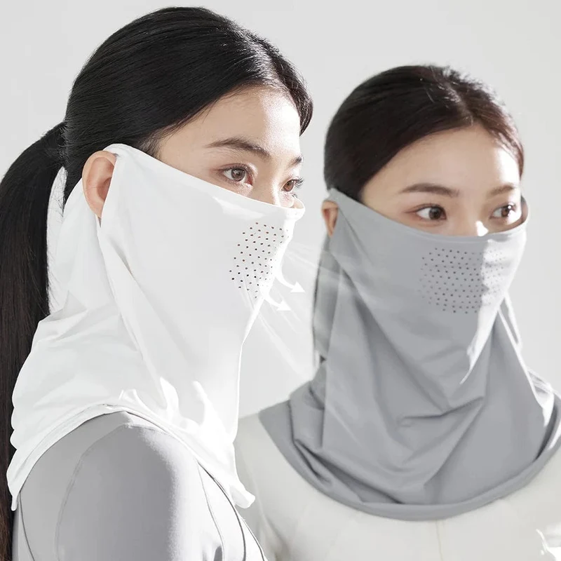 Eisseide-UV-Schutzmaske, Sonnenschutz-Gesichtsmaske, Sport-Sonnenschutz, Lätzchen, Halswickel, Gesichtsschal, atmungsaktive Gesichtsabdeckung für den Außenbereich