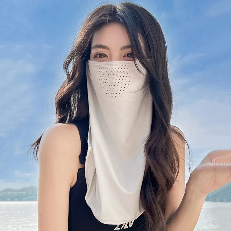 Eisseide-UV-Schutzmaske, Sonnenschutz-Gesichtsmaske, Sport-Sonnenschutz, Lätzchen, Halswickel, Gesichtsschal, atmungsaktive Gesichtsabdeckung für den Außenbereich
