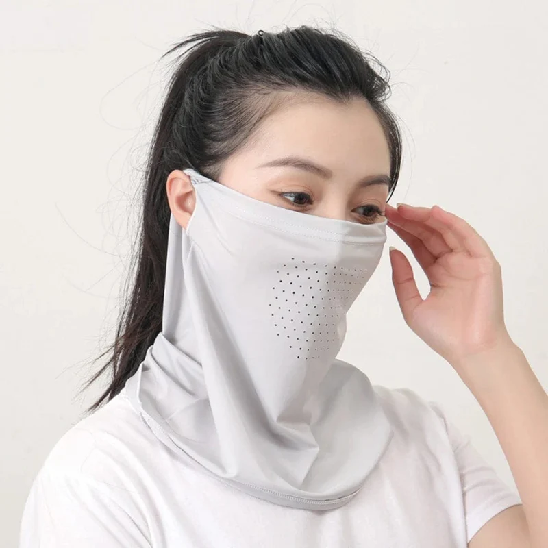 Eisseide-UV-Schutzmaske, Sonnenschutz-Gesichtsmaske, Sport-Sonnenschutz, Lätzchen, Halswickel, Gesichtsschal, atmungsaktive Gesichtsabdeckung für den Außenbereich