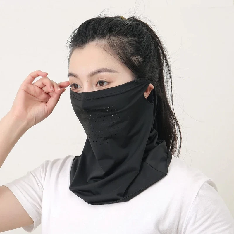 Eisseide-UV-Schutzmaske, Sonnenschutz-Gesichtsmaske, Sport-Sonnenschutz, Lätzchen, Halswickel, Gesichtsschal, atmungsaktive Gesichtsabdeckung für den Außenbereich