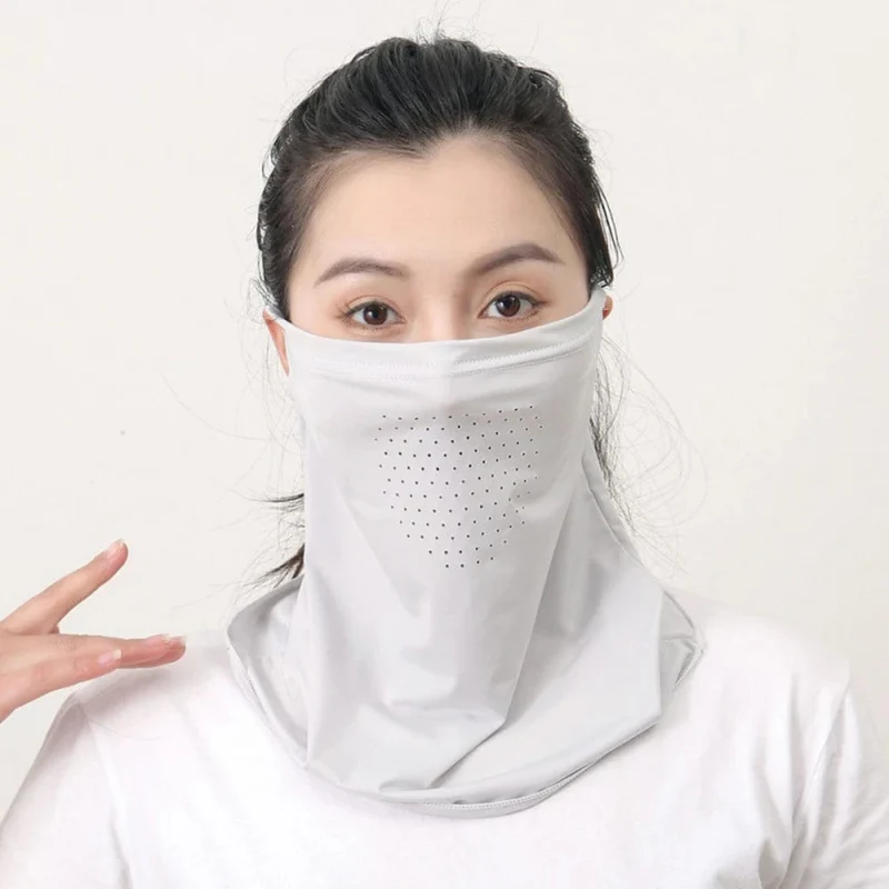 Eisseide-UV-Schutzmaske, Sonnenschutz-Gesichtsmaske, Sport-Sonnenschutz, Lätzchen, Halswickel, Gesichtsschal, atmungsaktive Gesichtsabdeckung für den Außenbereich