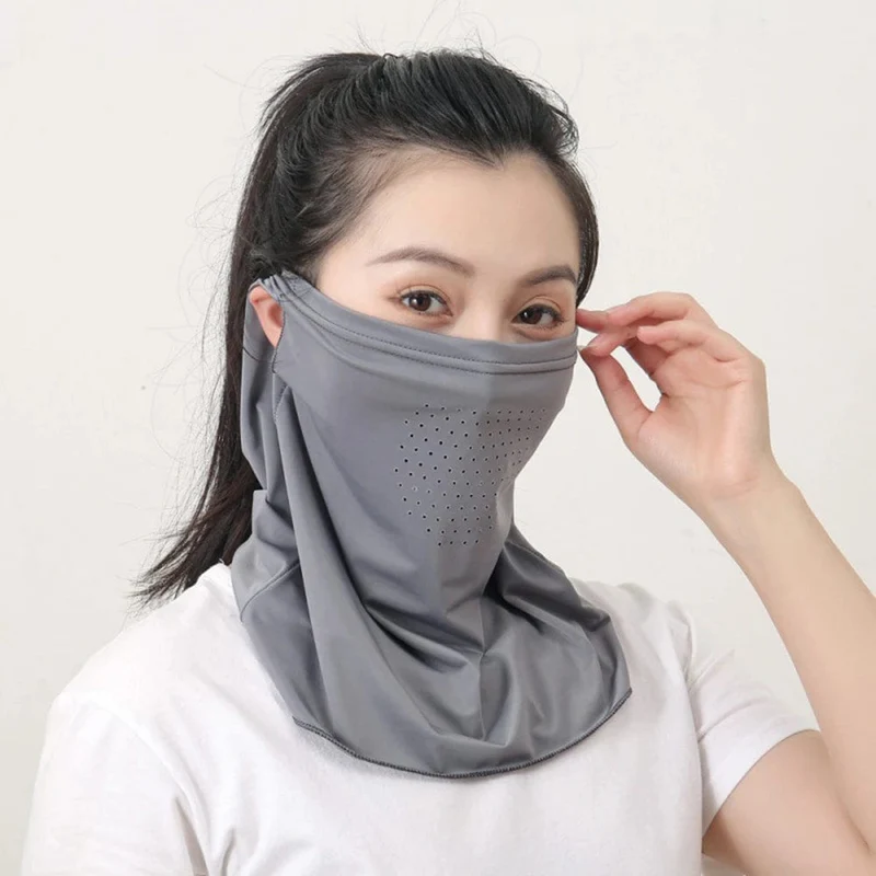 Eisseide-UV-Schutzmaske, Sonnenschutz-Gesichtsmaske, Sport-Sonnenschutz, Lätzchen, Halswickel, Gesichtsschal, atmungsaktive Gesichtsabdeckung für den Außenbereich