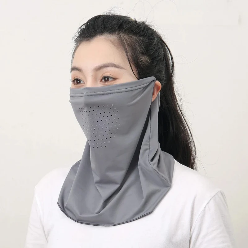 Eisseide-UV-Schutzmaske, Sonnenschutz-Gesichtsmaske, Sport-Sonnenschutz, Lätzchen, Halswickel, Gesichtsschal, atmungsaktive Gesichtsabdeckung für den Außenbereich