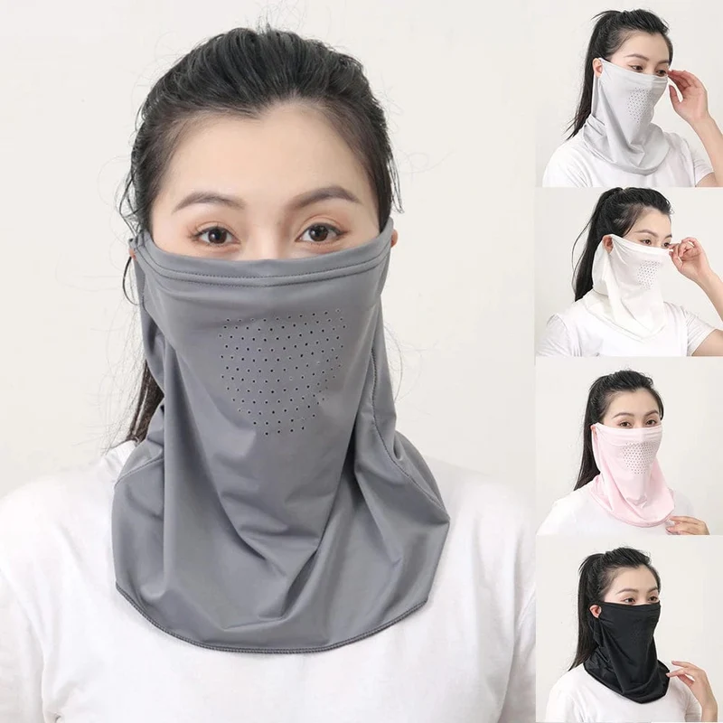 Eisseide-UV-Schutzmaske, Sonnenschutz-Gesichtsmaske, Sport-Sonnenschutz, Lätzchen, Halswickel, Gesichtsschal, atmungsaktive Gesichtsabdeckung für den Außenbereich