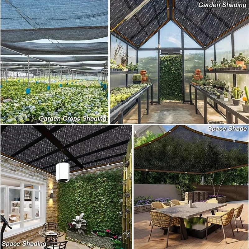 Schwarzes Schattentuch, Sonnenschutznetz, verklebter Rand mit Ösen, Sonnennetz für Pergola, Pflanzengewächshaus, Gärten, Terrasse, Vordach