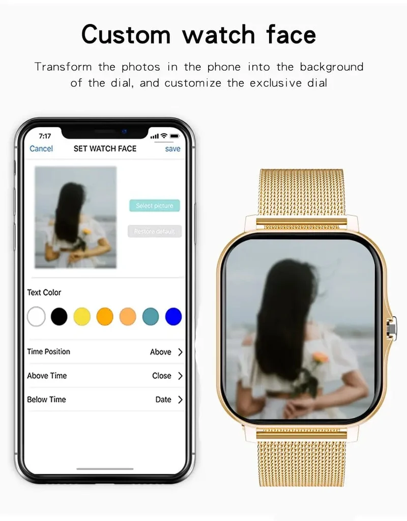 NEU Smart Watch für Damen und Herren, Android-iOS-Telefon, 1.44-Zoll-Farbbildschirm, Full-Touch, benutzerdefiniertes Zifferblatt, Smart Watch, Bluetooth-Anruf