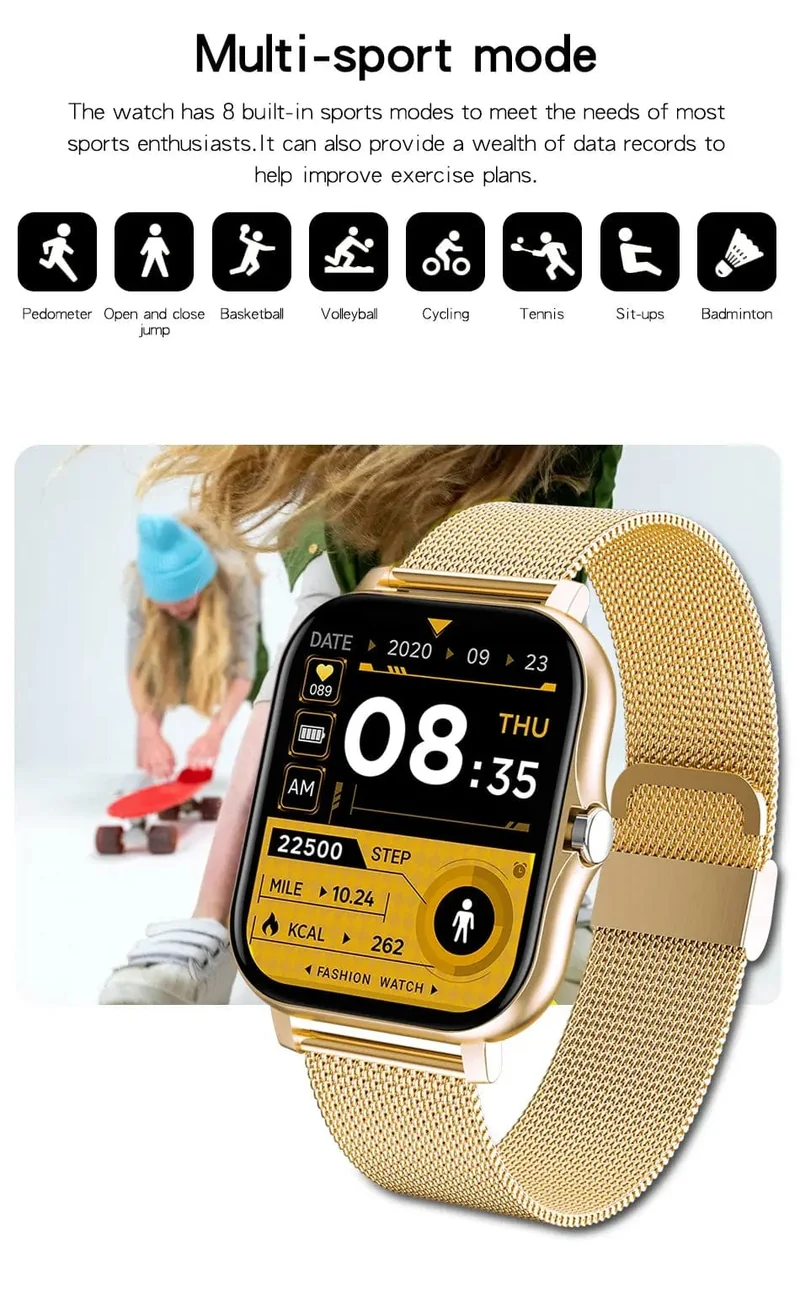 NEU Smart Watch für Damen und Herren, Android-iOS-Telefon, 1.44-Zoll-Farbbildschirm, Full-Touch, benutzerdefiniertes Zifferblatt, Smart Watch, Bluetooth-Anruf