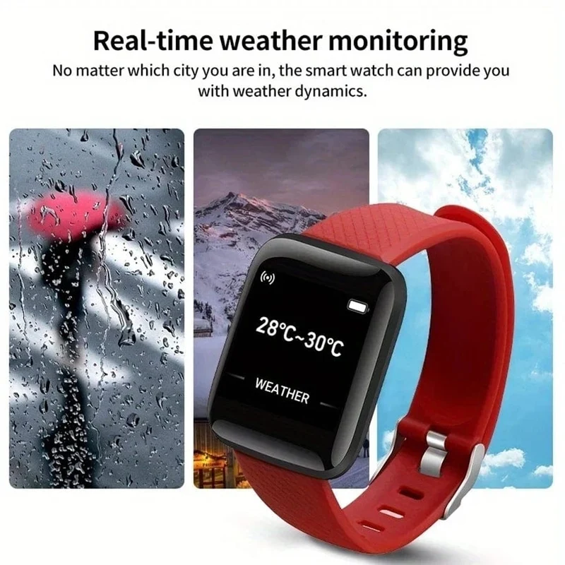 Multifunktions-Smartwatch für Männer, Frauen, Kinder, Nachrichtenerinnerung, Musiksteuerung, Sport, Schritte, Kalorien, D13, Smartwatch, Wecker, 116Plus