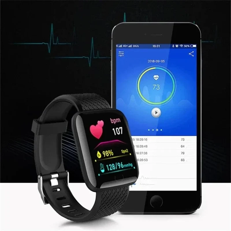 Multifunktions-Smartwatch für Männer, Frauen, Kinder, Nachrichtenerinnerung, Musiksteuerung, Sport, Schritte, Kalorien, D13, Smartwatch, Wecker, 116Plus
