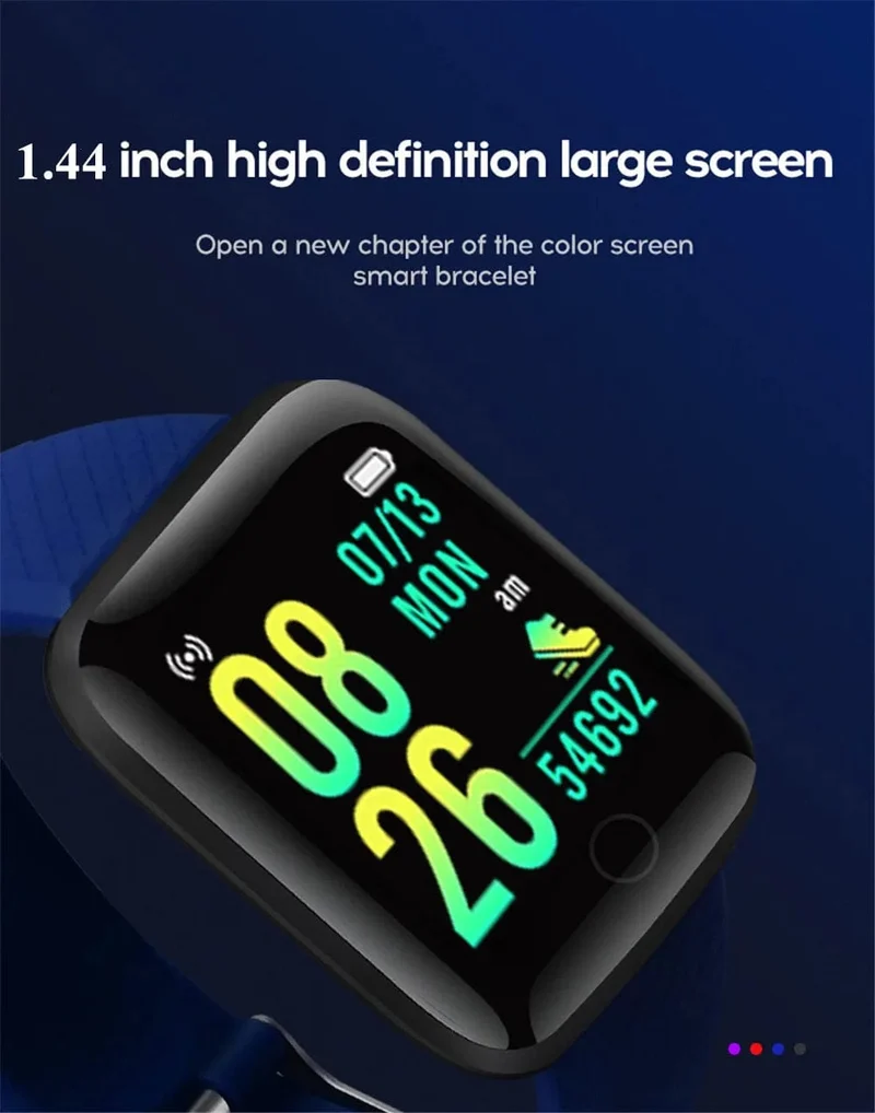 Multifunktions-Smartwatch für Männer, Frauen, Kinder, Nachrichtenerinnerung, Musiksteuerung, Sport, Schritte, Kalorien, D13, Smartwatch, Wecker, 116Plus