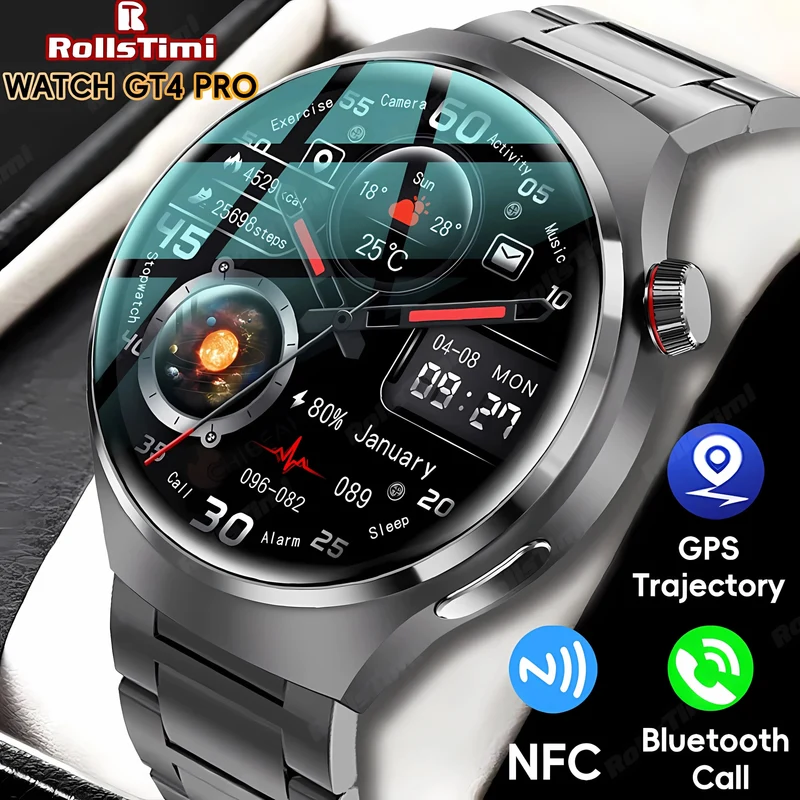 2024 Neue Smart Watch Herzfrequenz-Gesundheitsmonitor Bluetooth-Anruf NFC GPS-Tracker IP68 wasserdichte SmartWatch Männer für HUAWEI GT4 Pro