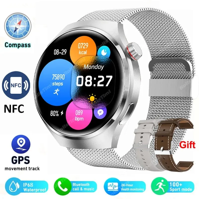2024 Neue Smart Watch Herzfrequenz-Gesundheitsmonitor Bluetooth-Anruf NFC GPS-Tracker IP68 wasserdichte SmartWatch Männer für HUAWEI GT4 Pro