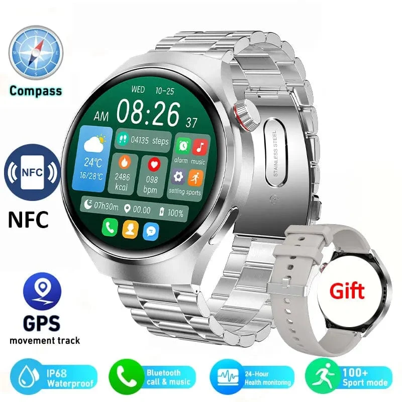 2024 Neue Smart Watch Herzfrequenz-Gesundheitsmonitor Bluetooth-Anruf NFC GPS-Tracker IP68 wasserdichte SmartWatch Männer für HUAWEI GT4 Pro