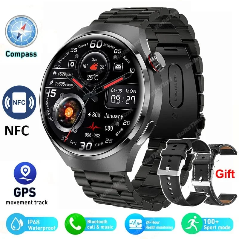 2024 Neue Smart Watch Herzfrequenz-Gesundheitsmonitor Bluetooth-Anruf NFC GPS-Tracker IP68 wasserdichte SmartWatch Männer für HUAWEI GT4 Pro