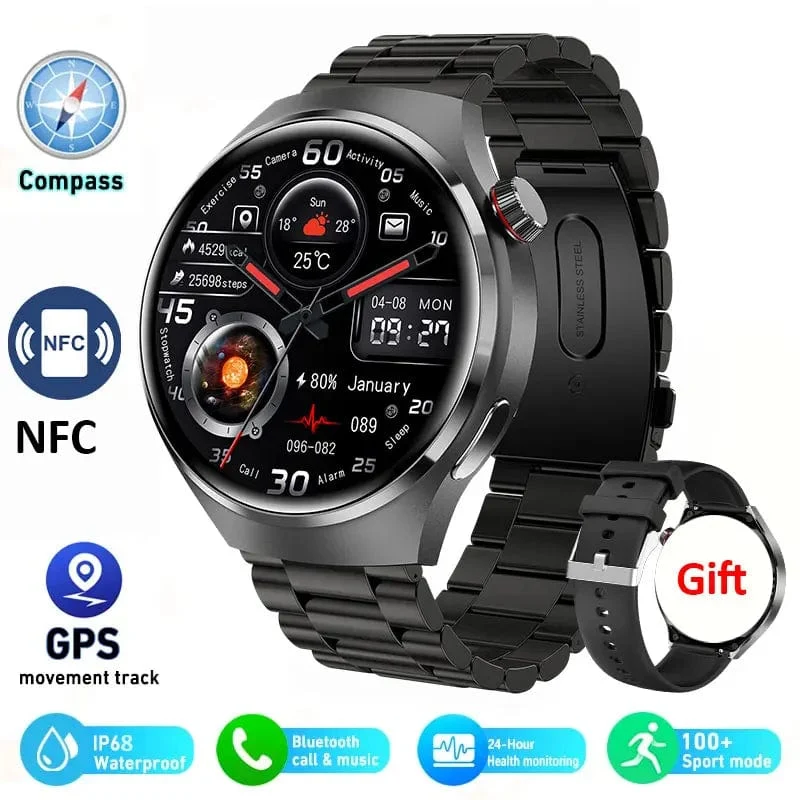 2024 Neue Smart Watch Herzfrequenz-Gesundheitsmonitor Bluetooth-Anruf NFC GPS-Tracker IP68 wasserdichte SmartWatch Männer für HUAWEI GT4 Pro