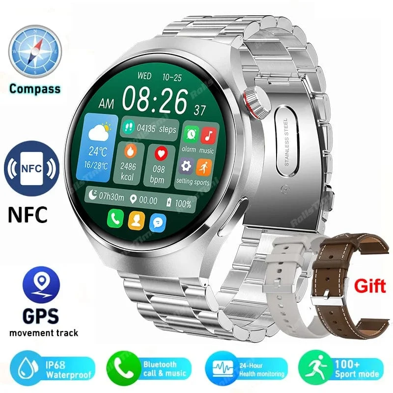 2024 Neue Smart Watch Herzfrequenz-Gesundheitsmonitor Bluetooth-Anruf NFC GPS-Tracker IP68 wasserdichte SmartWatch Männer für HUAWEI GT4 Pro