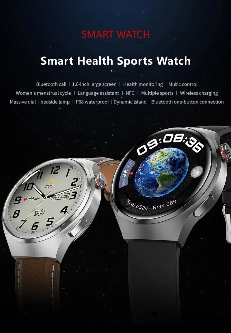 2024 Neue Smart Watch Herzfrequenz-Gesundheitsmonitor Bluetooth-Anruf NFC GPS-Tracker IP68 wasserdichte SmartWatch Männer für HUAWEI GT4 Pro