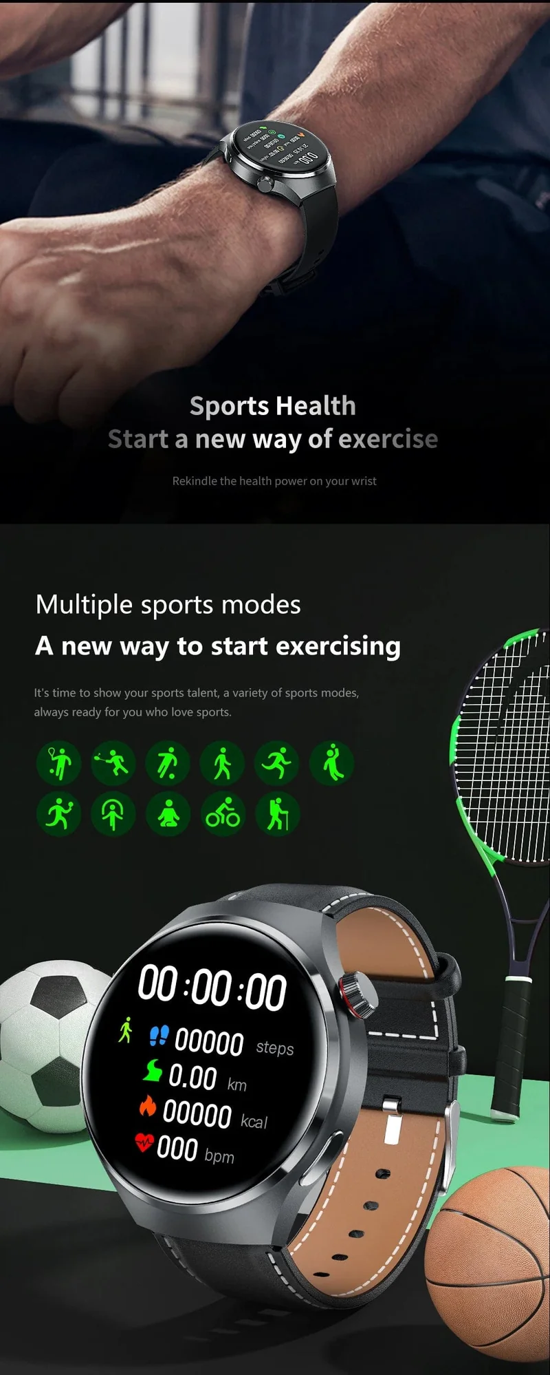 2024 Neue Smart Watch Herzfrequenz-Gesundheitsmonitor Bluetooth-Anruf NFC GPS-Tracker IP68 wasserdichte SmartWatch Männer für HUAWEI GT4 Pro