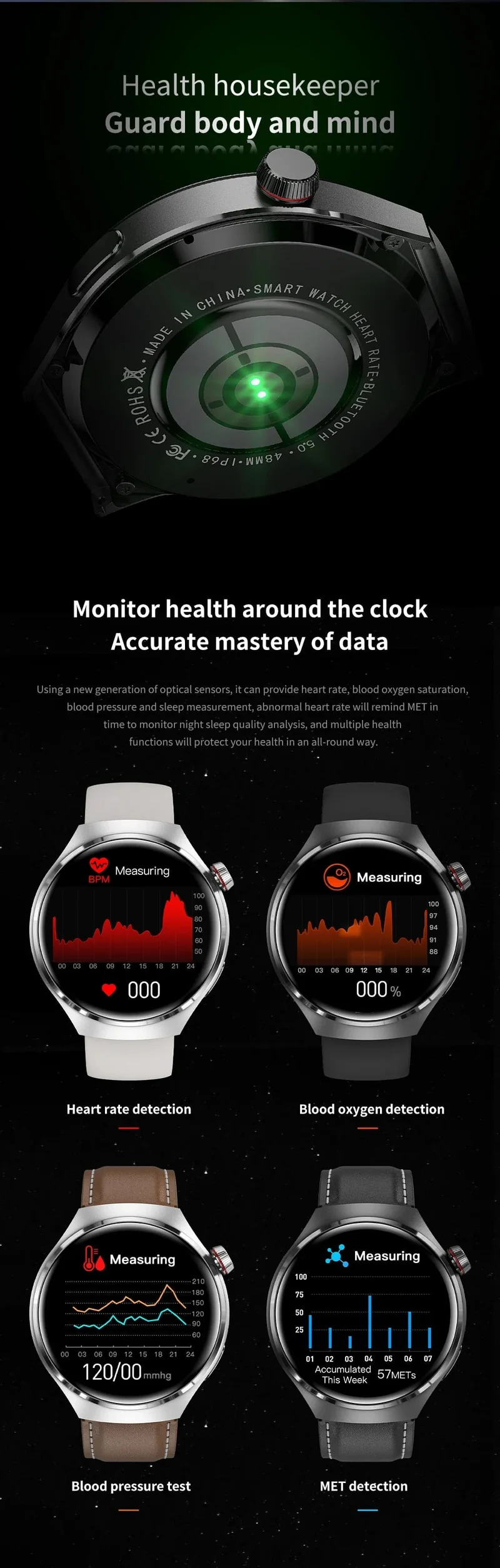 2024 Neue Smart Watch Herzfrequenz-Gesundheitsmonitor Bluetooth-Anruf NFC GPS-Tracker IP68 wasserdichte SmartWatch Männer für HUAWEI GT4 Pro