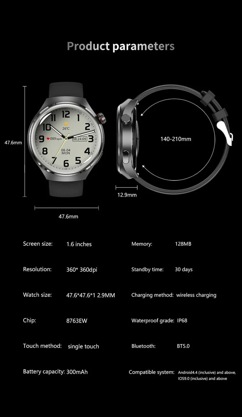 2024 Neue Smart Watch Herzfrequenz-Gesundheitsmonitor Bluetooth-Anruf NFC GPS-Tracker IP68 wasserdichte SmartWatch Männer für HUAWEI GT4 Pro