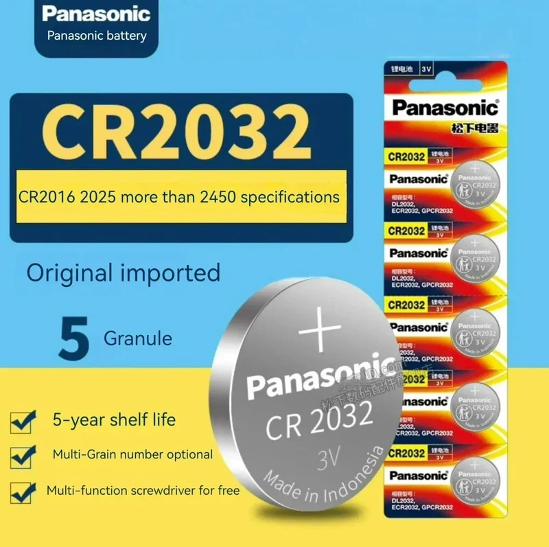 Panasonic CR2032 3 Alkaline V Batterien für Taschenrechner, Spielzeuguhr