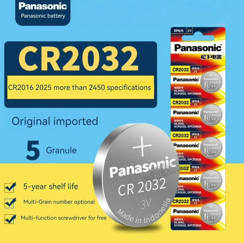 Panasonic CR2032 3 Alkaline V Batterien für Taschenrechner, Spielzeuguhr
