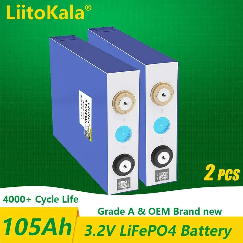 1-2 STÜCKE LiitoKala 3.2 V 105 Ah 30 Ah 50 Ah LifePo4-Batterie mit hohem Stromverbrauch für DIY 12 V Solar-Wechselrichter Elektrofahrzeug Bus Golfwagen