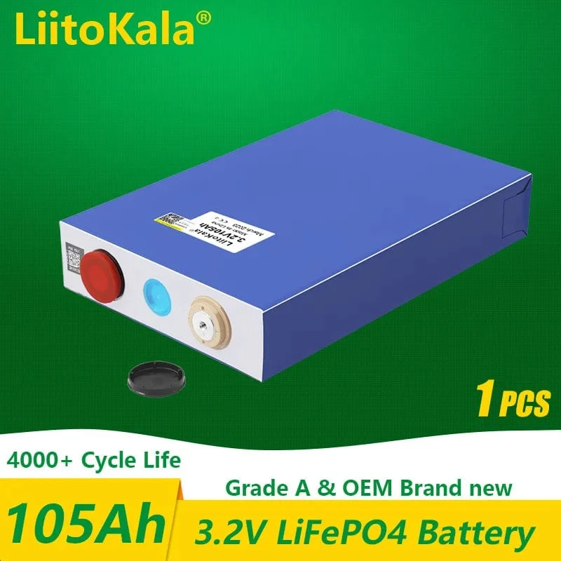 1-2 STÜCKE LiitoKala 3.2 V 105 Ah 30 Ah 50 Ah LifePo4-Batterie mit hohem Stromverbrauch für DIY 12 V Solar-Wechselrichter Elektrofahrzeug Bus Golfwagen