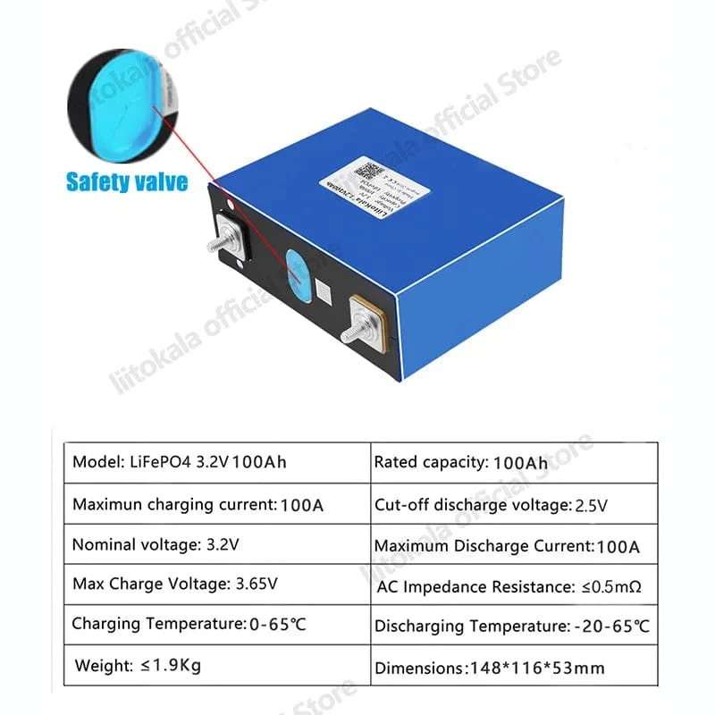 1-2 STÜCKE LiitoKala 3.2 V 105 Ah 30 Ah 50 Ah LifePo4-Batterie mit hohem Stromverbrauch für DIY 12 V Solar-Wechselrichter Elektrofahrzeug Bus Golfwagen