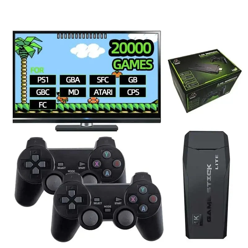 Videospielkonsole TV HD Game Stick 64 GB 20000 Retro-Spiele für PS1/GBA/MAME/SEGA Everdrive Speichern/Suchen/Hinzufügen für Kindergeschenk