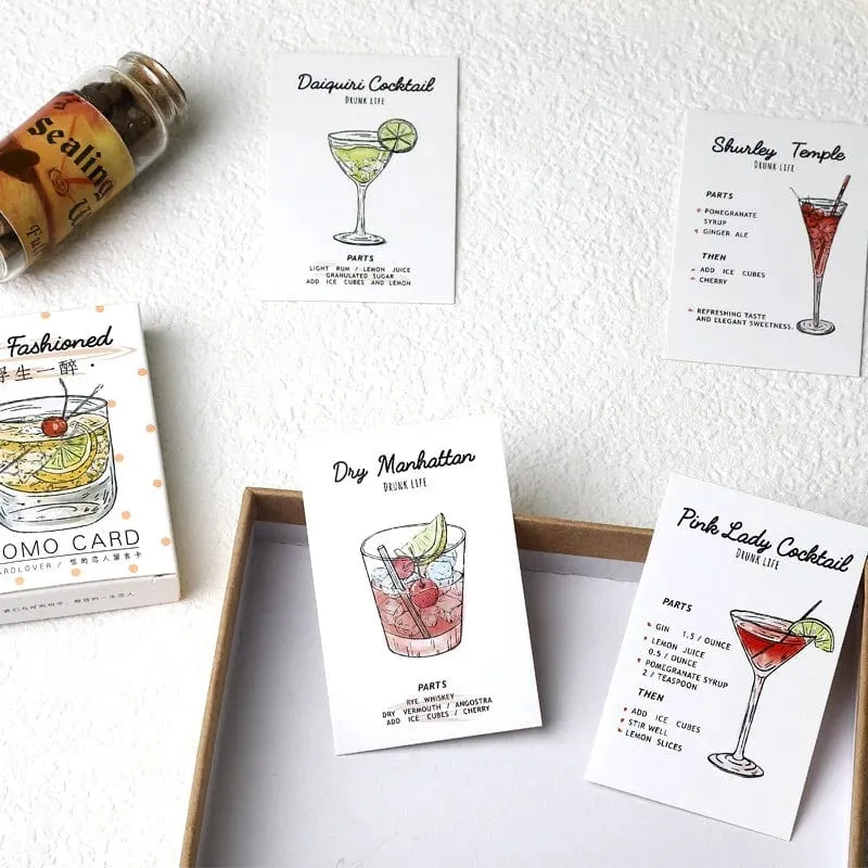 28 stücke Lomo Kleine Nachricht Karte Beschreibbare Verschiedene Cocktail Happy Travel Lesezeichen Journal Dekoration Gruß Papier Schreibwaren Geschenk