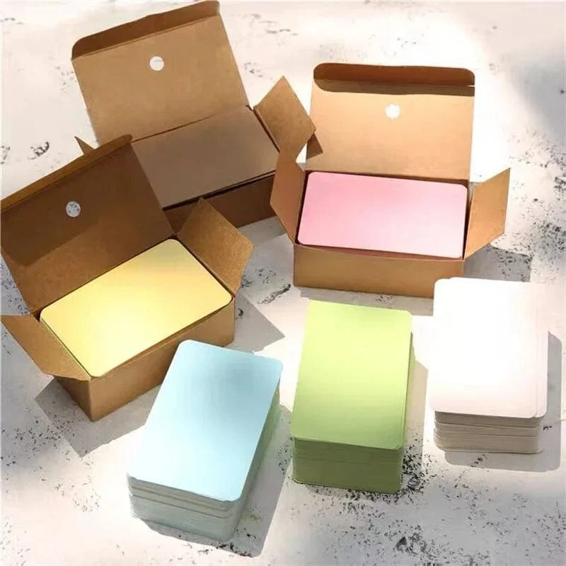 100 Stück/Box Kraftpapierkarte, Farbe, blanko, Visitenkarte, Nachricht, Dankeskarten, Schreibkarten, Etiketten, Lesezeichen, Lernkarte