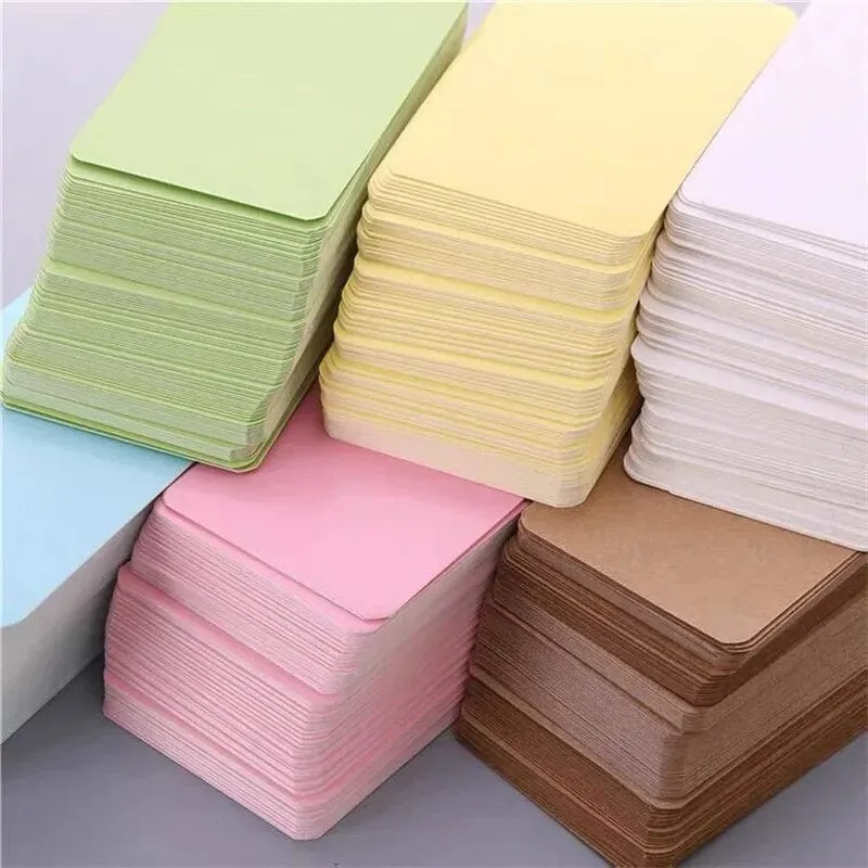 100 Stück/Box Kraftpapierkarte, Farbe, blanko, Visitenkarte, Nachricht, Dankeskarten, Schreibkarten, Etiketten, Lesezeichen, Lernkarte