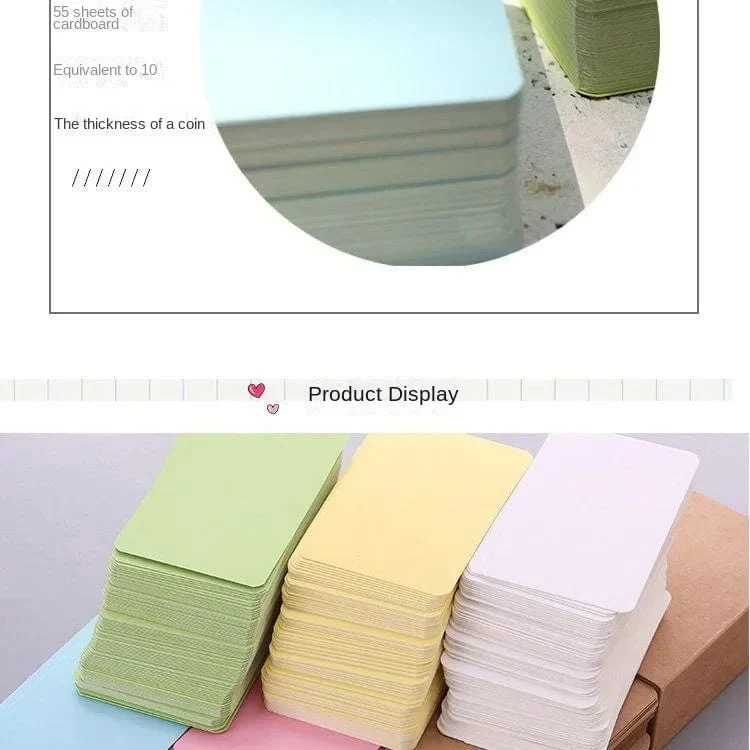 100 Stück/Box Kraftpapierkarte, Farbe, blanko, Visitenkarte, Nachricht, Dankeskarten, Schreibkarten, Etiketten, Lesezeichen, Lernkarte