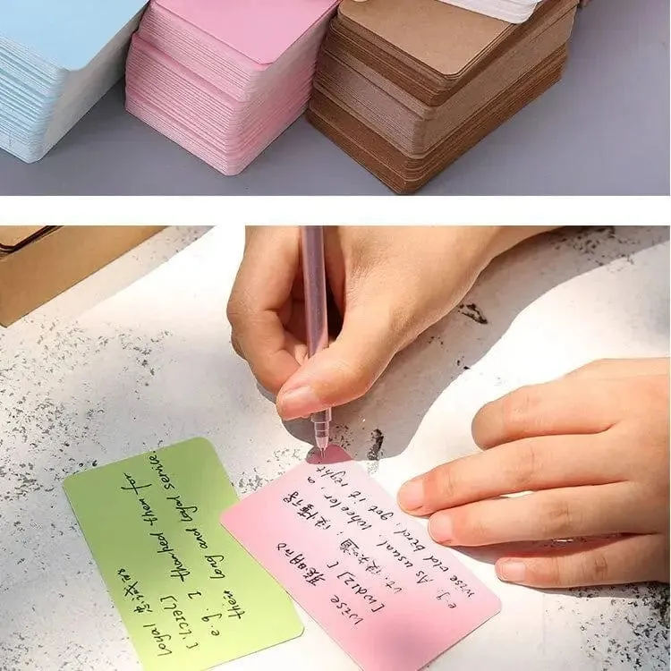 100 Stück/Box Kraftpapierkarte, Farbe, blanko, Visitenkarte, Nachricht, Dankeskarten, Schreibkarten, Etiketten, Lesezeichen, Lernkarte