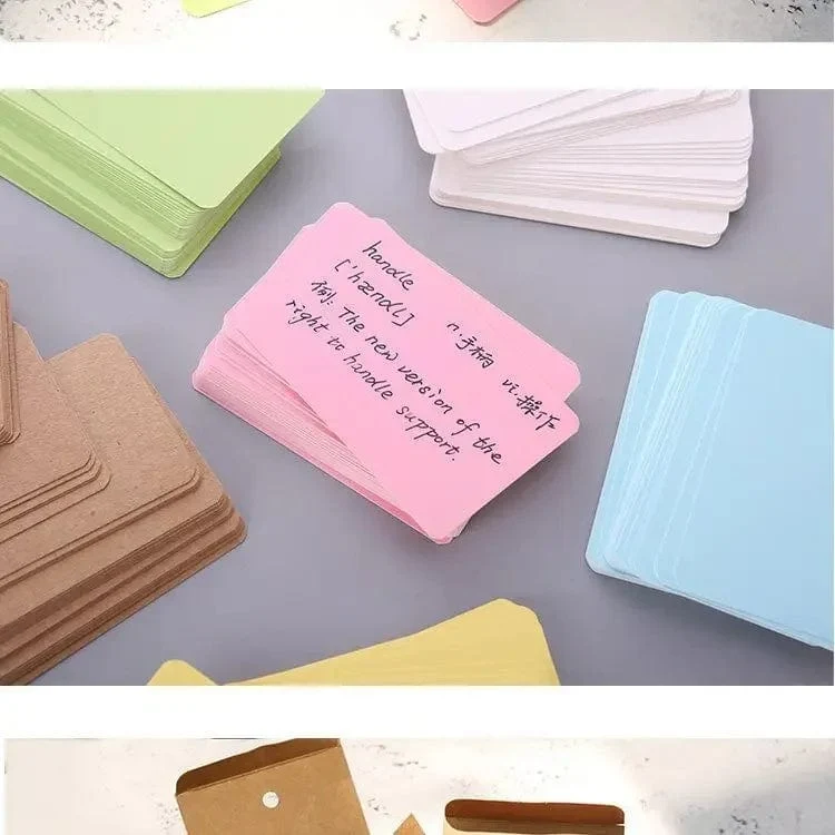 100 Stück/Box Kraftpapierkarte, Farbe, blanko, Visitenkarte, Nachricht, Dankeskarten, Schreibkarten, Etiketten, Lesezeichen, Lernkarte