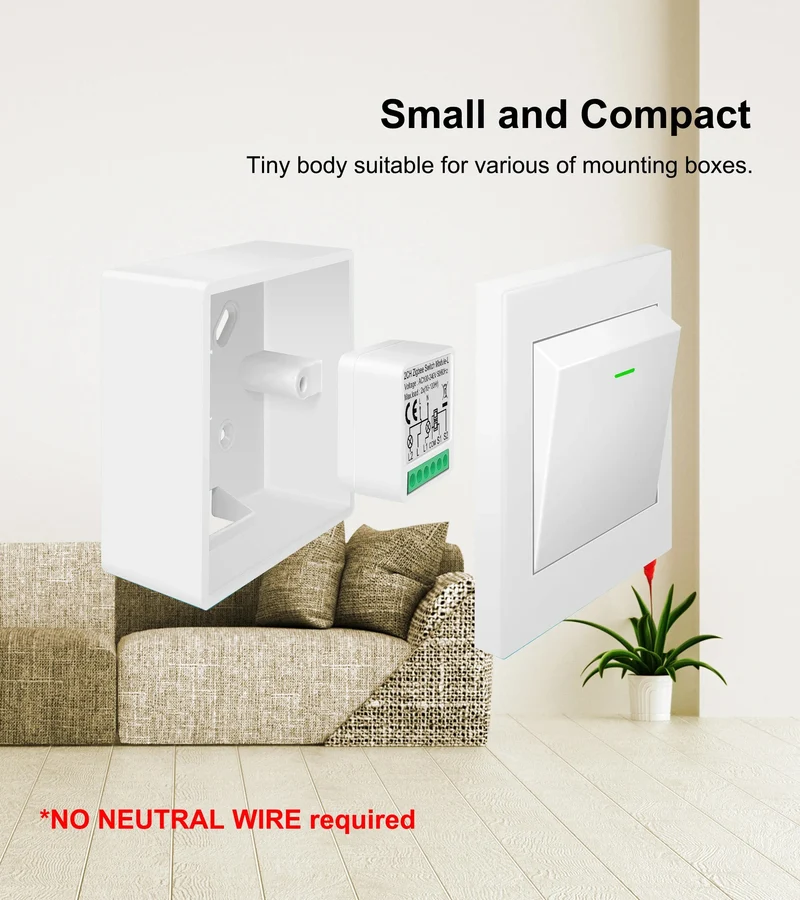 GIRIER Tuya ZigBee 3.0 Smart Switch-Modul, kein Neutralleiter erforderlich, Smart Home DIY-Lichtschalter, funktioniert mit Alexa Google Home
