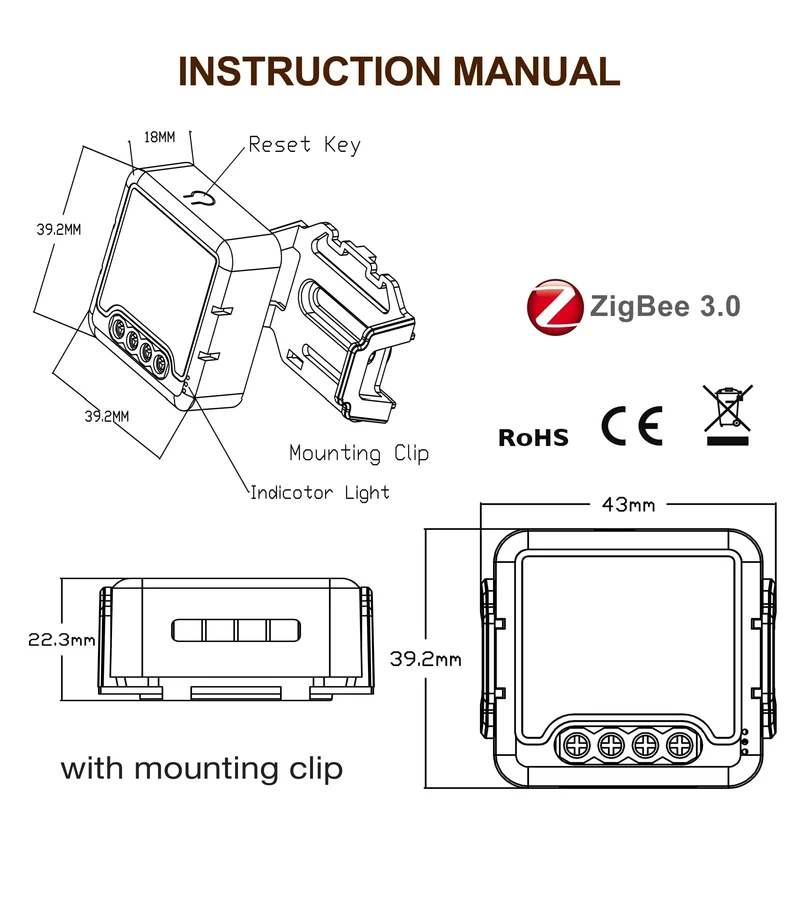 GIRIER Tuya ZigBee 3.0 Smart Switch-Modul, kein Neutralleiter erforderlich, Smart Home DIY-Lichtschalter, funktioniert mit Alexa Google Home