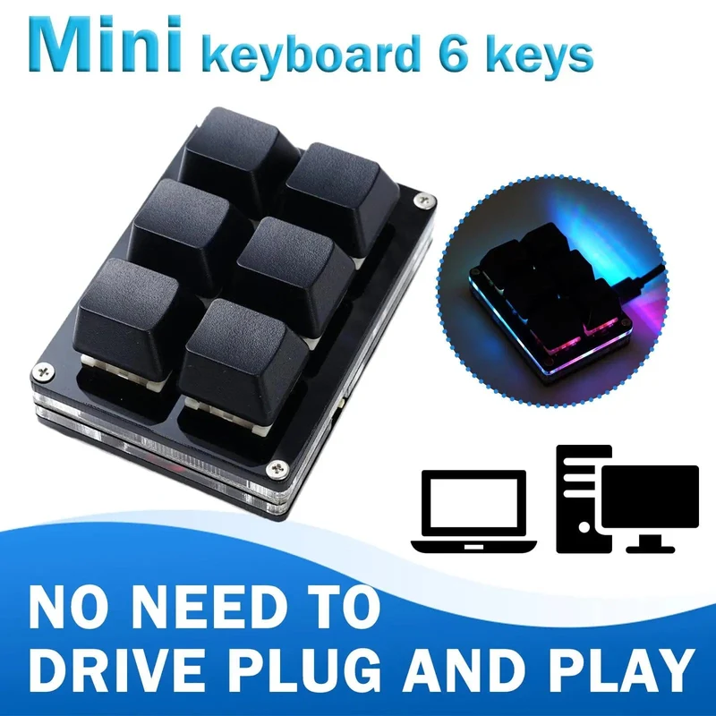 RGB 6 Tasten USB-Programmierung Makro Benutzerdefinierte Tastatur Kopieren Einfügen Mini-Taste Für Photoshop Gaming Tastatur Mechanische Macropad