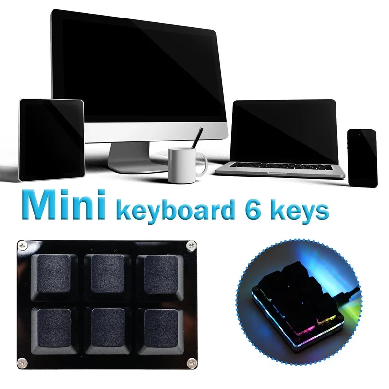 RGB 6 Tasten USB-Programmierung Makro Benutzerdefinierte Tastatur Kopieren Einfügen Mini-Taste Für Photoshop Gaming Tastatur Mechanische Macropad
