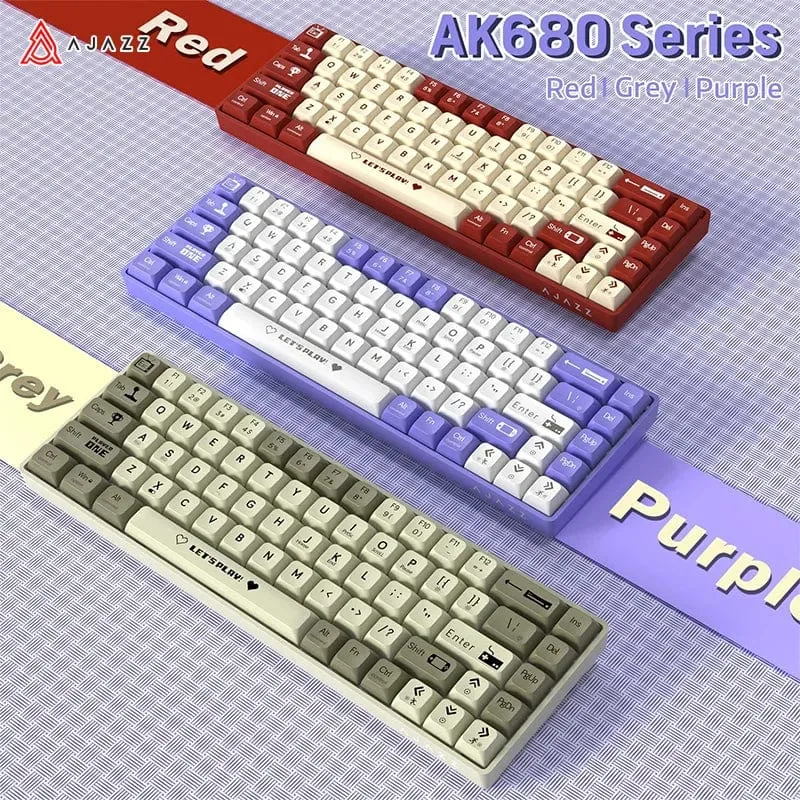 AJAZZ AK680 65 % mechanische Gaming-Tastatur, kabelgebunden, kabellos, Bluetooth, Gamer-Tastatur, Hot-Swap-Tastenkappendichtung für PC/Laptop