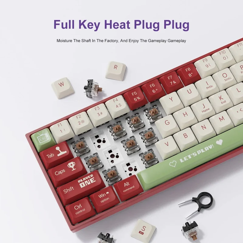 AJAZZ AK680 65 % mechanische Gaming-Tastatur, kabelgebunden, kabellos, Bluetooth, Gamer-Tastatur, Hot-Swap-Tastenkappendichtung für PC/Laptop