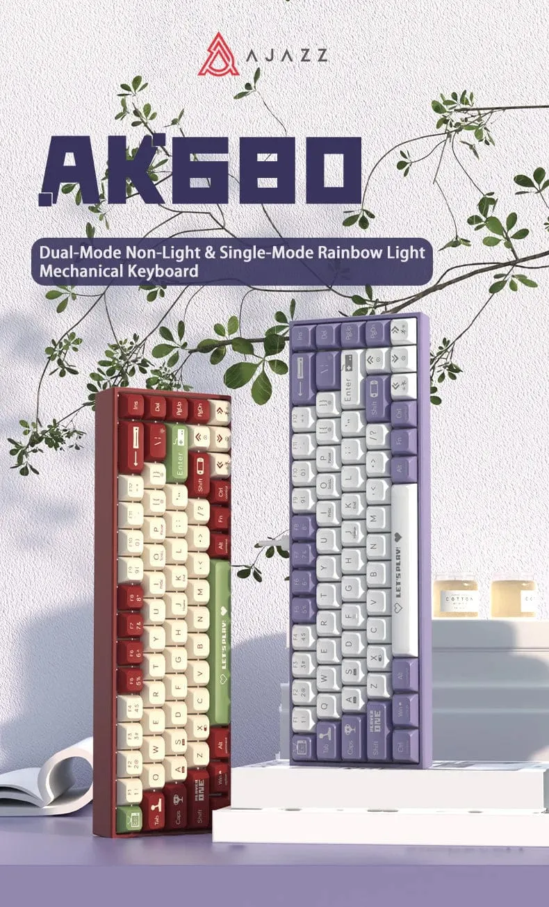 AJAZZ AK680 65 % mechanische Gaming-Tastatur, kabelgebunden, kabellos, Bluetooth, Gamer-Tastatur, Hot-Swap-Tastenkappendichtung für PC/Laptop