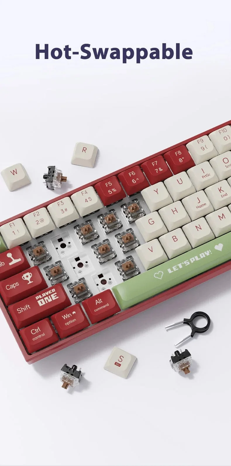 AJAZZ AK680 65 % mechanische Gaming-Tastatur, kabelgebunden, kabellos, Bluetooth, Gamer-Tastatur, Hot-Swap-Tastenkappendichtung für PC/Laptop