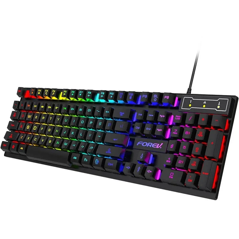Mechanische Tastatur mit 104 Tasten und Hintergrundbeleuchtung, kabelgebundene Gaming-Tastatur, wasserdichtes Set mit leuchtender Tastatur und Maus für Gamer, PC, Laptop, Büro